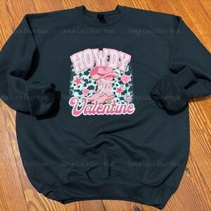 Black Howdy Valentine Sweatshirt Youth girls sizes XS S M L XL